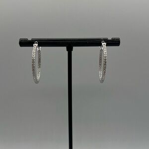 Double layer CZ cubic zirconia sterling silver hoops